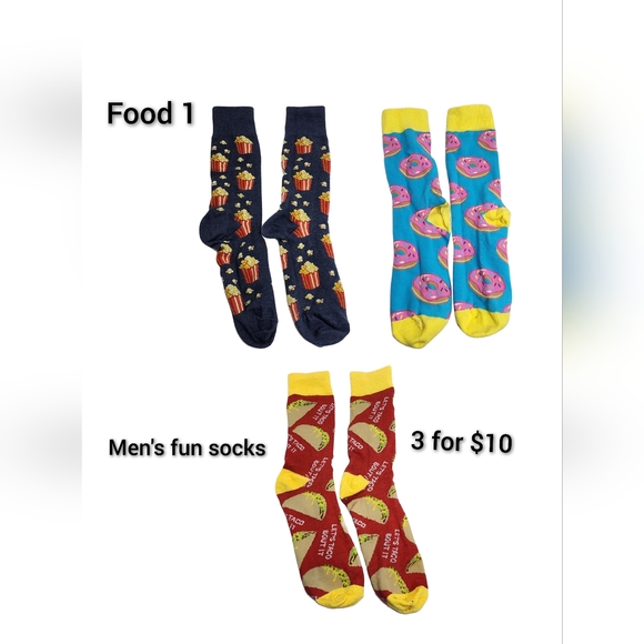Men's fun socks - 3 for$10 - Food 1 - Picture 1 of 4